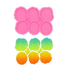 Square Circle Resin Silicone Mold 6-Cavity Badge Reel Mold Square Circle Shape Epoxy Resin Casting Mold for Phone Grip and Pendant Making Phone Grip and Keychain Resin Mold DIY Crafts Making