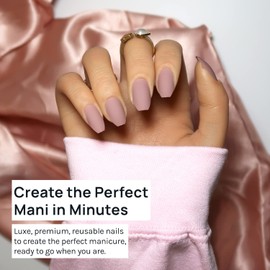 AOA Studio Pro Press-On Nails Luxe, durable, Reusable Nails, Perfect Manicure in Minutes Kit Include 24 Nails, Nail File, Nail Glue, Wooden Cuticle Wand (Sweater)