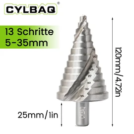 HSS Step Drill Metal Drill Taper Drill Bit CYLBAQ 5-35 mm Peeling Drill Set Professional Hole Drill 13 Levels HSS Step Drill for Plastic, Wood