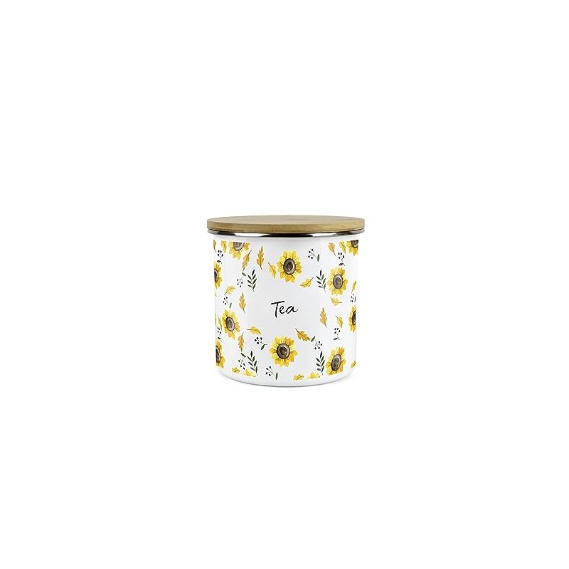 Purely Home Sunflowers Tea Storage Canister - White Floral Metal