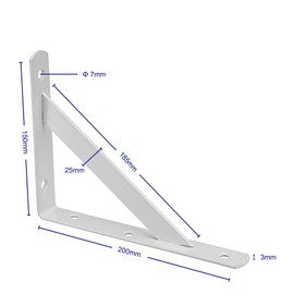 Dewell 2 Pcs 8inch Tripod Triangle Shelf Brackets, Wall Mounted Shelf Supports White,WT200