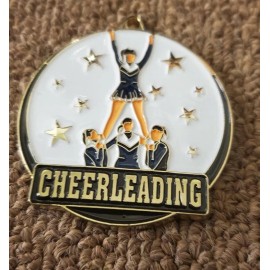 Unbranded Colorful cheerleading gold medal with stars, engraving included, 2" diameter