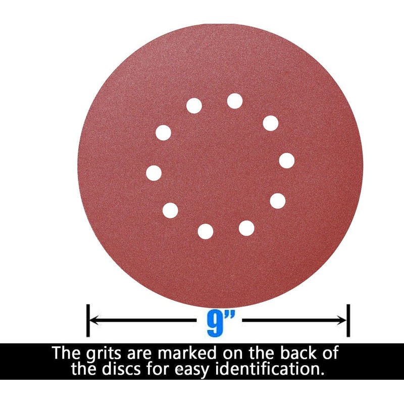 Tonmp 10 Pack 9-Inch 10 Hole 240 Grit Drywall Sandpaper