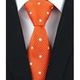 Secdtie Men Classic Autumn Woven Bright Orange Knit Tie uk Formal Cotton Necktie