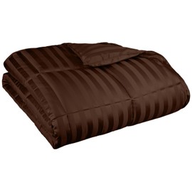 All Season Wide Stripes Down Alternative Comforter, Full/Queen, Chocolate