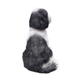 Hi-Line Gift Ltd. Sitting Shih Tzu Garden Statue Lifelike Dog Black/Brown Garden Yard Home Decor - Black