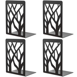 Sujetalibro para libros, Sujetalibros de Metal 2 Pares/4 Piezas, Soporte de libros Antideslizantes, Sostenedor Resistentes para Libros Pesados de Oficina, Escuela y Hogar, Square (Negro)