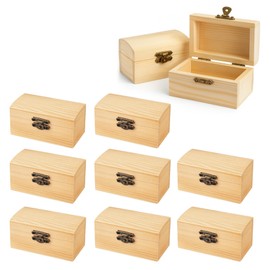Lifegogo 10Pcs Small Wooden Box for Craft: Treasure Chest Unfinished Wood Boxes with Lid and Metal Locking Clasp for DIY Projects Painting Arts and Crafts Home Decor (9×5.5×5cm)