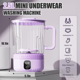 Underwear Washing Machine, Upgrade 2.5L Large Capacity Portable Mini Washing Machine, Underwear Washer Deep Cleans Small Clothes for Apartment, Dorm, RV, Travel & Hotel