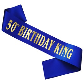 Novaflare 50th Birthday King Sash for Men, Royal Blue Birthday Sash for 50th Birthday Party Supplies, Birthday Gifts for Men 50th Birthday Party Favors