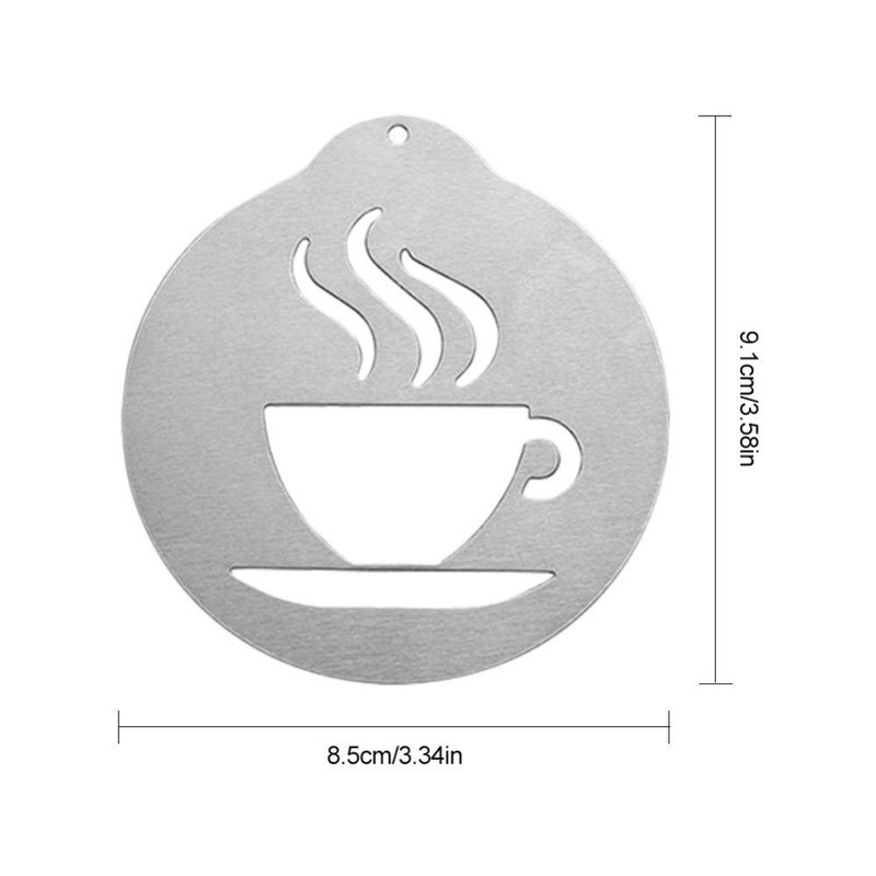 Set of 5 Stainless Steel Latte Art Templates for Cappuccino