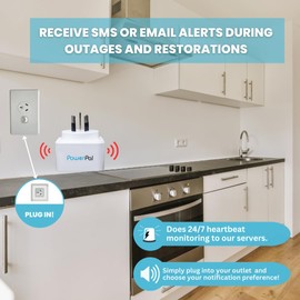 Power Pal Power Monitoring Device. Smart Plug with Power Outage Notifications via Text or Email. Monitors Power Within The Location, with or Without Connected Devices