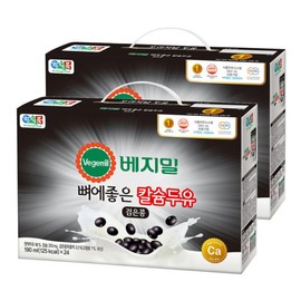 Vegemil 베지밀 뼈에좋은 칼슘 검은콩 두유 190ml 48팩 Vegetable Milk Bone-Healthy Calcium Black Bean Soy Milk 190ml 48 Packs