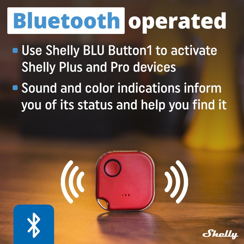 Shelly BLU Button1 Red | Bluetooth-Operated Action and Scenes Activation