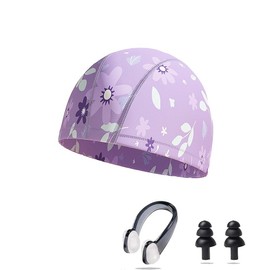 Ancaiqi Children's Swimming Cap, Polyester, Elastane, Flexible Cap Swimming Hat, Boys and Girls, Suitable for Teenagers, Nose Clip with Ear Plugs