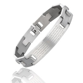 JJDreams Magnetic Bracelet Stainless Steel Bracelet Bible Bangle Prayer Cross Stainless Steel Bangle Bracelet for Men as Gift, No