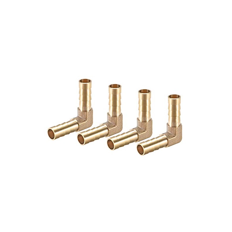sourcing map Pack of 4 8 mm Barbed Brass 90°