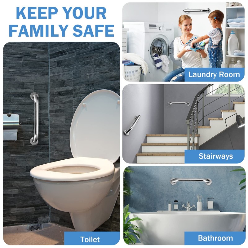 Therwen 6 Pack Grab Bars for Bathtubs and Showers Shower