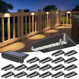VOLISUN Solar Deck Lights 20 Pack, Warm White Glow LED Large Size Lamp, IP65 Waterproof Step Lights Outdoor for Deck, Step, Fence, Railing, Wall and Stairs (Black)