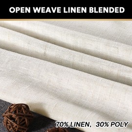 Natural Linen Blended Curtains Window Treatments Panels for Living Room Grommet Top Light Filtering Drapes Privacy Added Linen Textured Curtains, 2 Panels (Ivory, 52" W x 63" L)