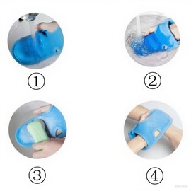 Exfoliating Gloves, 3 Stück Peeling Handschuh, Doppelseitiger Exfoliating Handschuh für Gesicht, 100% Naturfasern, Ideal gegen Cellulite und Trockene Haut, Sanft & Effektiv (Blau,Grau)