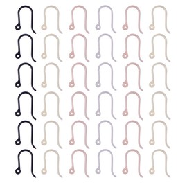 PH PandaHall 120pcs 4 Color Non-Allergenic Plastic Earring Hooks Ear Wire Hooks Earring Findings for DIY Jewelry (White Smoke, Misty Rose, Black, Old Lace)