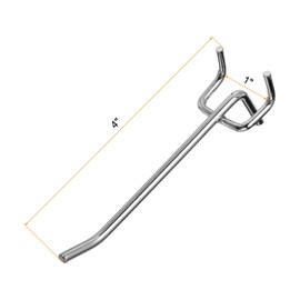 HARFINGTON 50pcs Pegboard Shelving Hooks 4" Stainless Steel Peg Board Display Hook Hanging Holders Wall Mount Organize Tools for Workbench Garage Kitchen Store, Silver