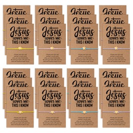 Quelay 25 Sets Christian Easter Gifts Bulk Heart Star Shaped Bracelets with Religious Cards Adjustable Friendship Bracelets Christian Gifts for Women Men Easter Sunday School Church