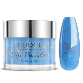 EODCI 1 Oz/28g Strip Shaped Glitter Dip Powder, Blue Color Dipping Powder for Dip Nail Art French Manicure Nail Starter & Professional Home DIY Salon Use, No Needed Lamp Curing