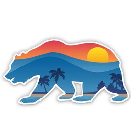 California Bear Coast - 3" Vinyl Sticker - for Car Laptop I-Pad Phone Helmet Hard Hat - Waterproof Decal