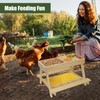 Double Chicken Picnic Table Large Capacity Handmade Wooden Chicken Feeder,
