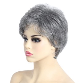 SYXLCYGG Short Grey Wig Old Lady Wigs Curly Synthetic Older White Womens Ladies Hair Wigs Fluffy Fully 2.7 OZ Free Wig Cap