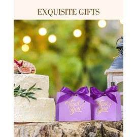 EQOREIIN Small Gift Bags, 70 Pack 4.5x1.8x3.9 Inches Mini Thank You Bags Purple Kraft Paper Gift Bag with Bow Ribbon, Small Candy Bags Gift Bag Bulk for Birthday Wedding Baby Shower (Purple)