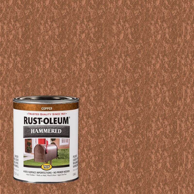 Rust-Oleum 239074-2PK Stops Rust Hammered Finish Paint, Quart, Copper, (Pack