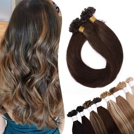 20 inch Pre Bonded Human Hair Extensions 200 Strands 100% Remy Full Head Keratin Nail U Tip Real Hair Extension Straight (100g,#4 Medium Brown)