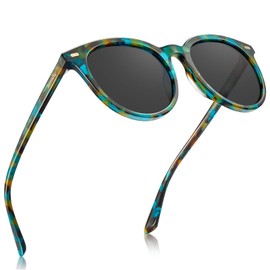 AVAWAY Round Sunglasses Women Polarized Green Blue Tortoise Shell Sun Glasses UV Protection Eyewear Trendy Retro Designer Shades