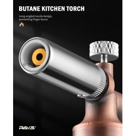 Ravs Copper Butane Torch, Dual Flame Torch Lighter, Kitchen Torch with Lock, Mini Torch for Soldering, Creme Brulee Torch for Baking, Refillable Food Cooking Torch, Rose gold- Butane Gas Not Included