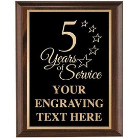 Anniversary Plaques - 7x9 5 Years of Service Anniversary Recognition Plaque Prime