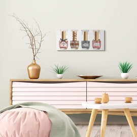 Stupell Industries Makeup Collection Nail Polish Pink Grey Red Fashion, Design by Artist Ziwei Li Wall Art, 10 x 24, Canvas