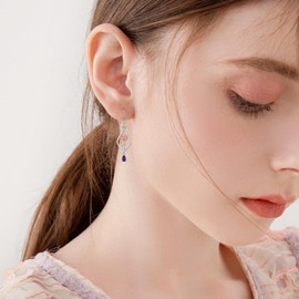 Rose Flower Earrings 925 Sterling Silver June Birth Flower Birthstone Drop Dangle Earrings Jewellery Gift for Women Girls