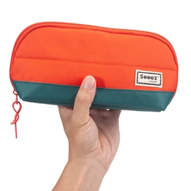 Sooez Wide-Opening Pencil Pen Case, Lightweight & Spacious Pencil Pouch Zipper Stationery Bag, Aesthetic Supply with Triangular Design for Adults, Orange