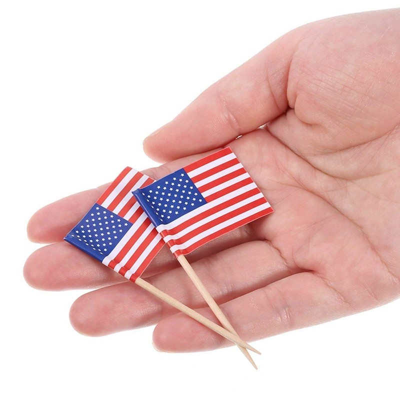 Efivs Arts American Flag 4th of July Cupcake Toppers Picks