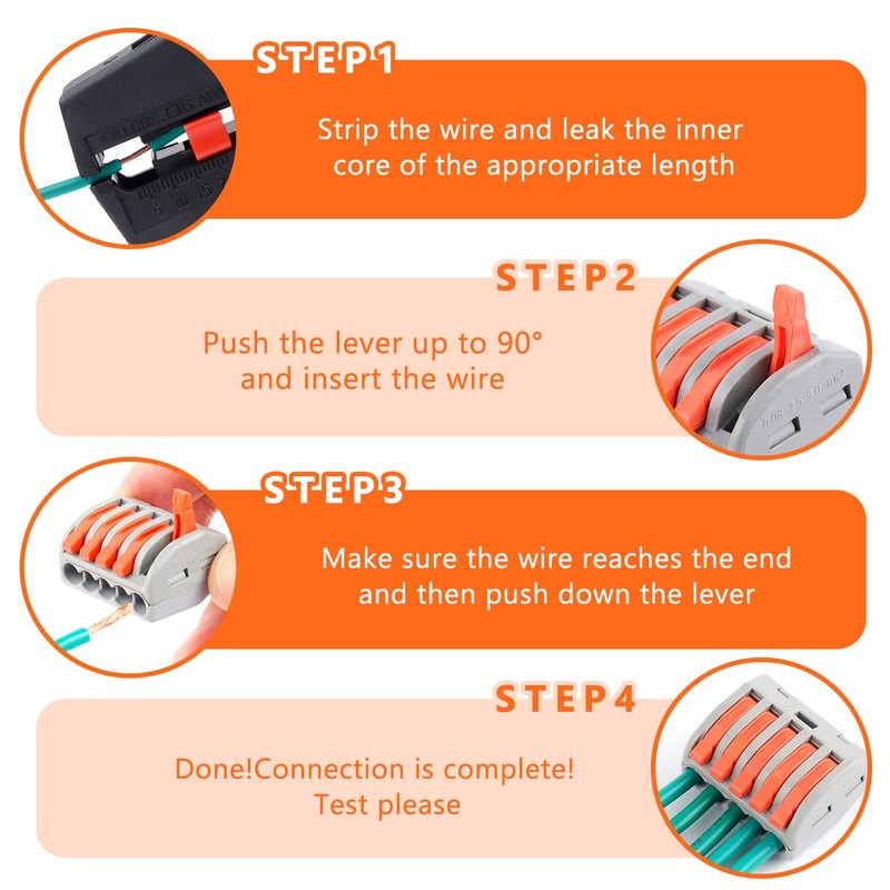 Delgada 100PCS Compact Wire Connector Nuts Kit -Reusable Push-in Terminals