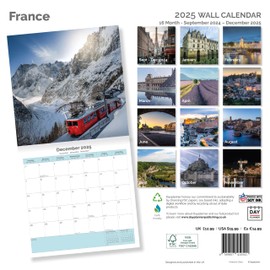 Dayplanner Publishing France Calendar 2025, Large Square Wall Calendar, 16 Month, France Gift Travel Calendar
