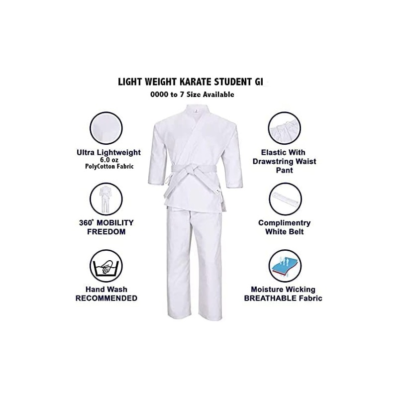 TMA 6.5 OZ KARATE GI/UNIFORMS (ELASTIC DRAWSTRING) (White, 0000)