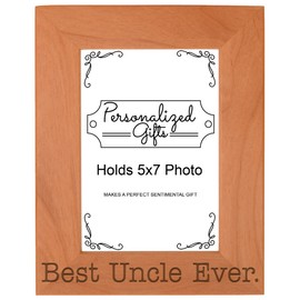 ThisWear Gift Uncle Best Uncle Ever Fathers Day Natural Wood Engraved 5x7 Portrait Picture Frame Wood