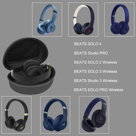 STUKCAZE Portable Headphone Case for Beats Studio Pro, Solo 4, Solo 3, Studio 3, Over Ear Headphone Hard Shell Case, On Ear Headphone Case with Mesh Pocket for Cable