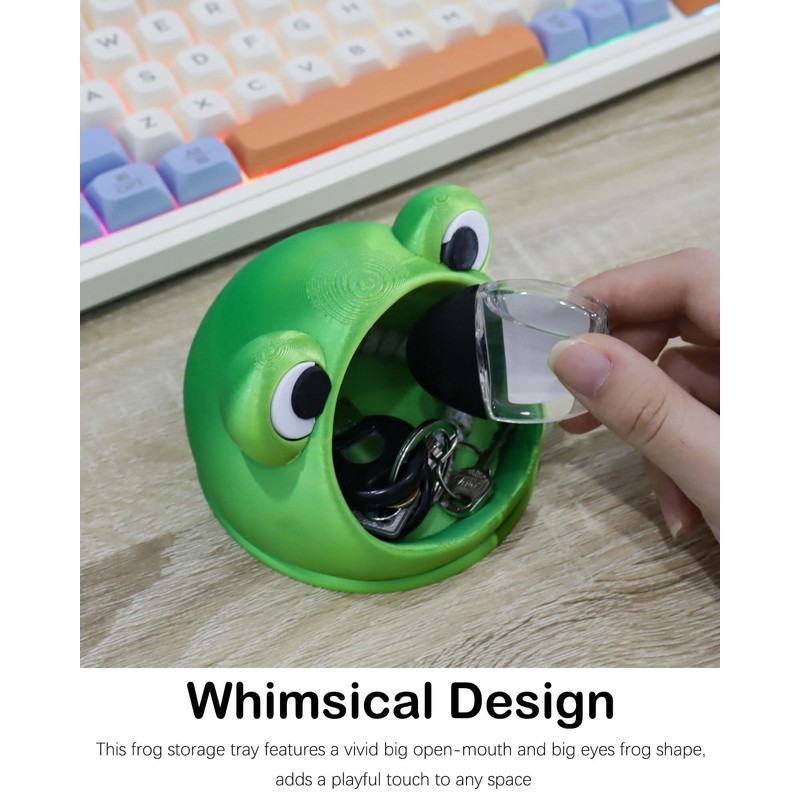 Open Mouth Frog Trinket Tray, Cute Frog Figurine Desktop Storage