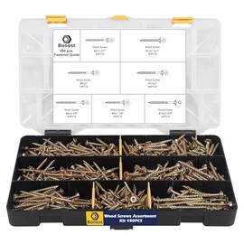 Bonost 450 piezas Juego de surtido de tornillos para madera - Tornillos de madera surtidos con puntas a juego - Juego de tornillos para m...