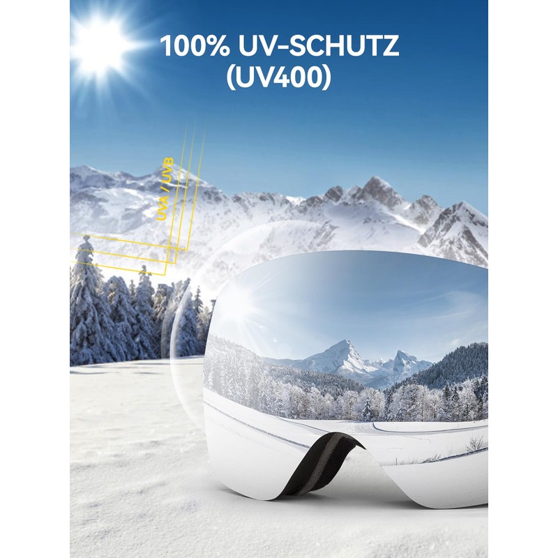 COPOZZ H2 Ski Goggles, Hyperbolic OTG Snow Goggles, Anti-Fog and